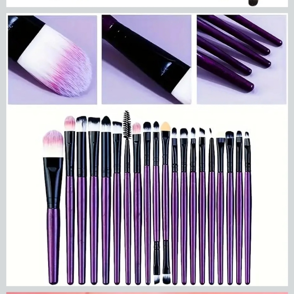 New 20pc Purple Makeup Brush Set #957-407